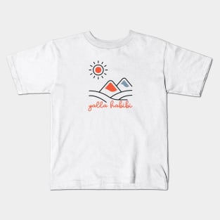 yalla habibi - mountain, sun landscape - orange & blue Kids T-Shirt